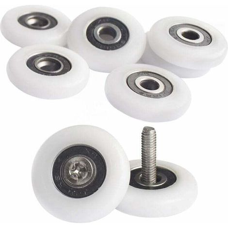 Set di 8 pulegge per porte doccia - Rulli da 25 mm - Box doccia ruggine - Con viti