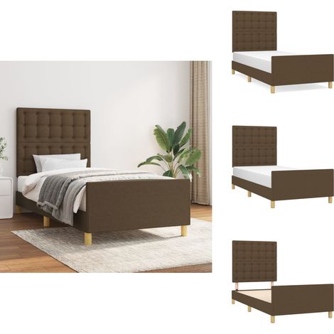 Cadre de lit sans matelas et tête de lit marron foncé 90x190cm - Cadre De Lit - Lit Double - Tête De Lit - Meuble Chambre - Literie (1/5)