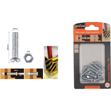 Trade Shop - SET 10 PZ VIEW CROCE TONDA 6X20 MM MIT EXAGONAL DAID M6 90976 - (1/2)
