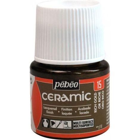 Peinture céramique décorative et résistante à FROID PEBEO 15 OR RICHE 45ml