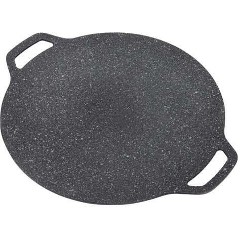 Korean BBQ Pan, Round Aluminum BBQ Pan with Glossy Non-Stick Coating and High Thermal Conductivity for Outdoor Camping, Grilling, Frying, and Boiling (30cm) (1/5)