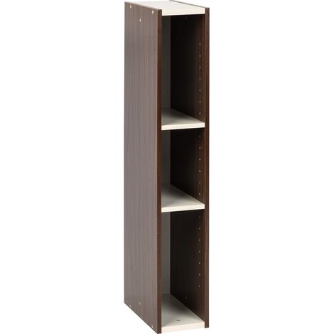 Bibliotheque Gain de Place, Extra Etroite 3 Etageres, Marron, Réglable, Modulable, pour Salon, Bureau, Chambre, Livres, CD, Petit Meuble de Rangement, Montage Facile (1/5)