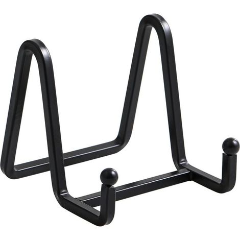 Cavalletto per piatti - 7,6 cm (3 pollici) - Supporto decorativo in metallo - Porta foto da tavolo - Supporto in ferro per piatti, libri di cucina, cartoline o opere d'arte - Nero