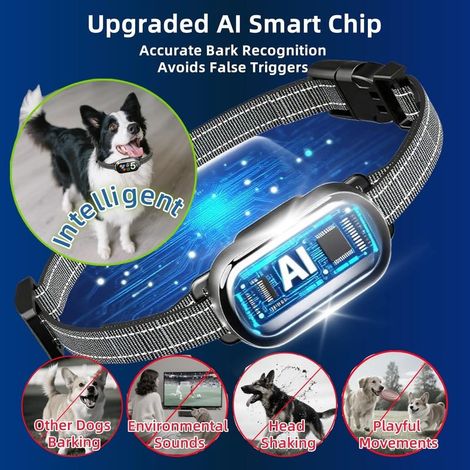 KINZON Antibellhalsband für alle Hundegrößen – Verbessertes intelligentes Antibell-Trainingshalsband mit 5+5 anpassbaren Modi und Multi-Screen-Display (1/5)