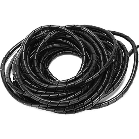 Gaine Spirale de Câble Flexible en PVC, Noir, 8mm Diamètre, 10m Longueur, pour Gestion Câblage Salle Informatique et Atelier (1/5)