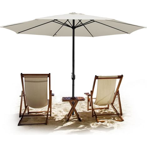 Alu Sonnenschirme Ampelschirme mit Kurbel Balkonschirme UV30+ Sonnenschutz Gartenschirme für Patio Balkon, Ø350cm, Beige (1/5)