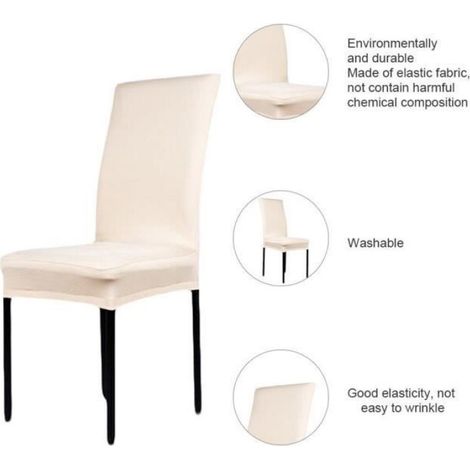 Housse De Chaise - Extensible En Spandex Haute Densité - Pour Salle À Manger Et Événements - 6 Pièces (1/4)