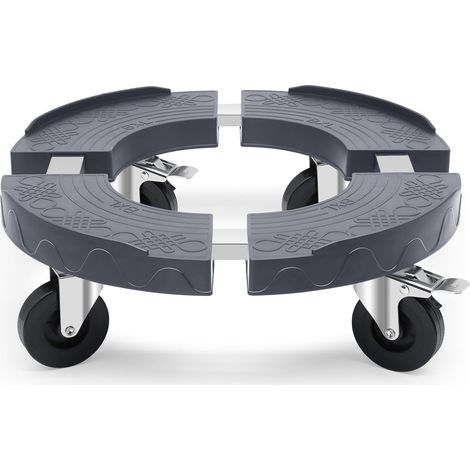 Support Pot de Fleurs Intérieur Capacité de 220KG, Adjustable de 38CM à 48CM Porte Plante à Roulettes Charge Lourde avec Tube en Acier Inoxydable, Plateau à Roulettes PE pour Ombrelles,Gris (1/5)