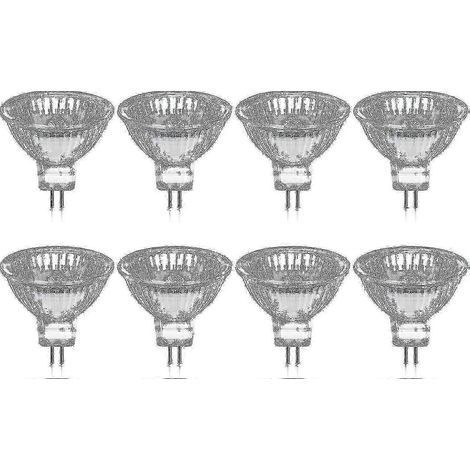 Ampoules halogènes GU5.3 MR16 35 W 12 V, lot de 8, 400 lumens, blanc chaud 2800 K, à intensité variable, avec couvercle en verre (1/4)