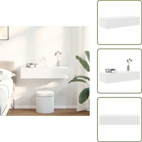 Wandregal Wohnzimmer - vidaXL Wandregal mit Schubladen Weiß 80x33x17 cm Holzwerkstoff - Wandregal Schlafzimmer (1/5)