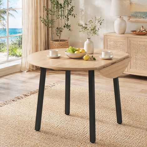 MEUBLIV Table à manger pliante 100x100 cm chêne – plateau rabattable sans matelas (1/5)
