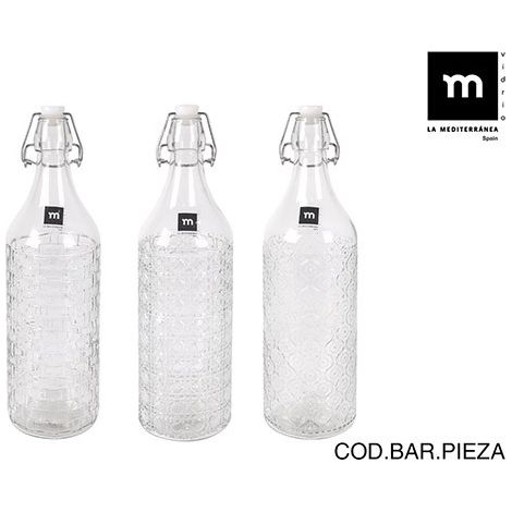 (12 u.) BOTELLA VIDRIO DECORADA SURTIDA