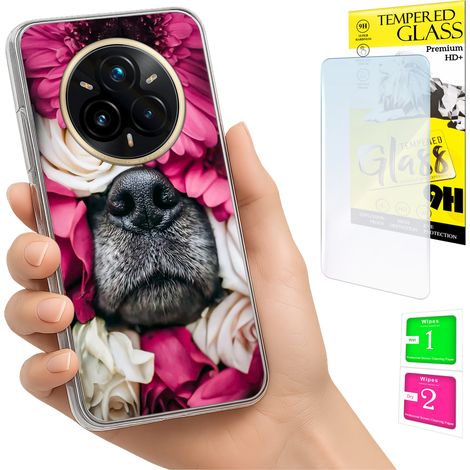 Custodia per Realme 14 Pro+ 5G / 14 Pro Plus 5G con foto, retro con cane e vetro (1/5)
