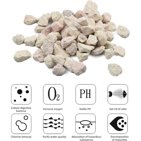 500 g de material filtrante para acuarios, de piedra natural, para eliminar el amoníaco, apto para agua dulce y salada. (1/5)