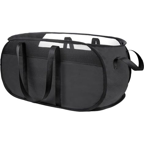 Grand panier à linge pliable, rangement pour linge sale, noir, gain de place (1/4)