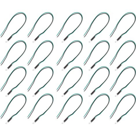 Lot de 20 LEDs rondes 5mm 12V à luminosité constante, perles haute luminosité à broches traversantes, blanc avec poudre verte (1/5)