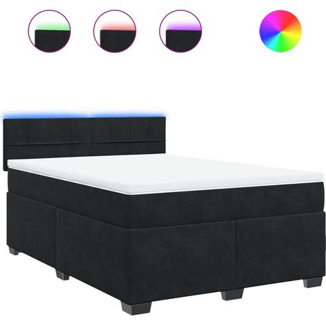 Maison Exclusive - Boxspringbett mit Matratze Schwarz 140x200 cm (1/5)