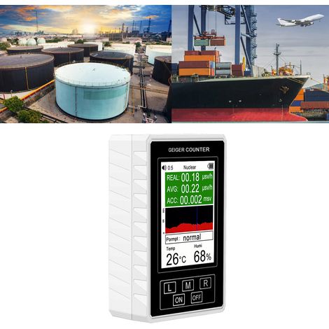 Détecteur de rayonnement nucléaire à réponse rapide, dosimètre professionnel, compteur Geiger avec détection de température et d'humidité, blanc (1/5)