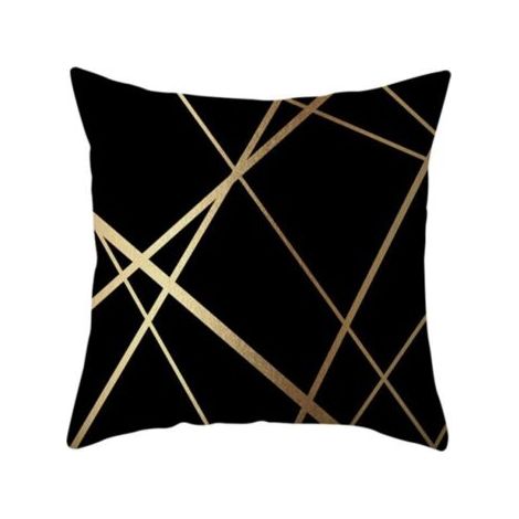 BUNTHAUS Housses de coussin décoratives en velours noir 45 x 45 cm, taies d'oreiller géométriques dorées, pour salon, chambre à coucher, banc, canapé, lot de 2