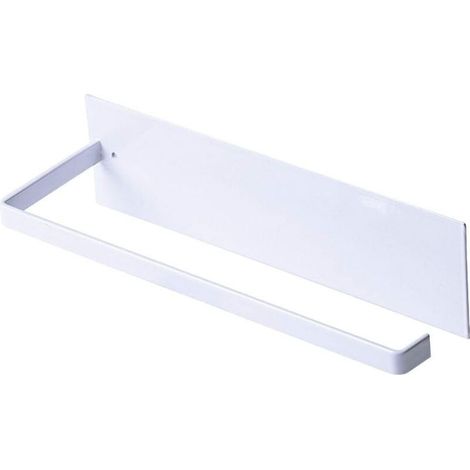 Porte Essuie-Tout, Porte-Papier Cuisine Mural, Supports pour Papier Essuie Tout sans Perçage, Porte-Rouleau Cuisine en Métal, Dérouleur Sopalin Auto-Adhésif Cuisine, 25cm - Blanc (1/5)