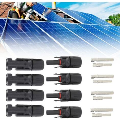 Solar Connector,mc4 Connector,PV Connector,Photovoltaic Solar Connector,Male/Female Solar Panel Cable Connectors,Waterproof Seal,for Solar PV Panel,4 Pairs (1/5)