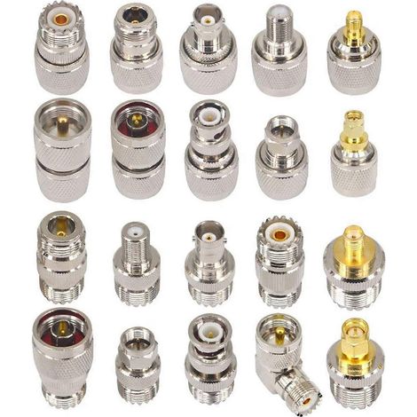 Kit de 20 connecteurs coaxiaux RF UHF SO239 PL259, adaptateurs UHF vers SMA/BNC/N/UHF/F (1/5)