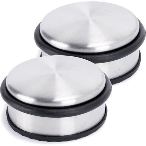 Butée de porte en acier inoxydable brossé mat ⌀ 10 cm, hauteur : 4,5 cm 2x (1/5)
