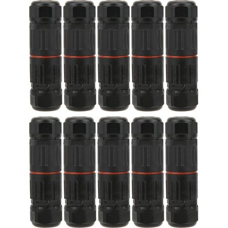 Conector impermeable y conector resistente a la intemperie, caja de conexiones eléctricas, kit surtido de terminales IP68 para cables exteriores, alumbrado público y luces de jardín, color negro (paqu (1/5)