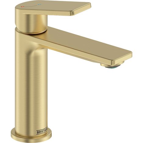 Bristan Frammento Eco Start Basin Mixer Tap with Clicker Waste - Brushed Brass