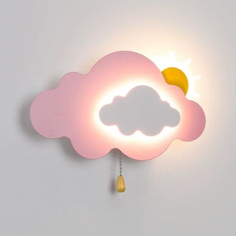 Applique murale en forme de nuage, applique murale en métal blanc avec abat-jour en acrylique, applique murale de chevet, appliques murales LED modernes - 7W, appliques murales décoratives pour chambr (1/5)