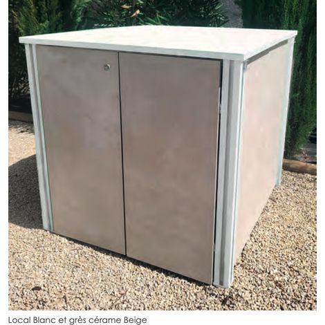 Local blanc et grès cérame beige - Pour piscine et jardin