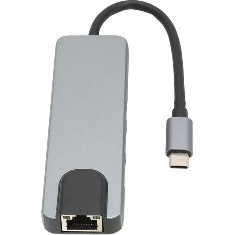 Adaptateur USB-C 5-en-1 : Port Gigabit Ethernet, HDMI 4K, USB 3.0, Charge Rapide PD 87W pour MacBook et PC (1/5)