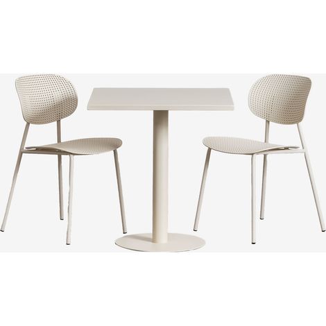 Set de mesa cuadrada 70x70 cm Mizzi y 2 sillas de jardín en polipropileno y hierro Tupah SKLUM (1/5)