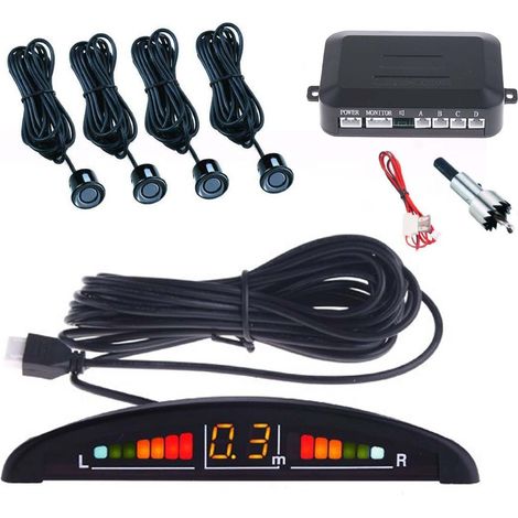 Kit 4 Sensori Di Parcheggio Per Auto Con Display Suono Led Acustico Verniciabili