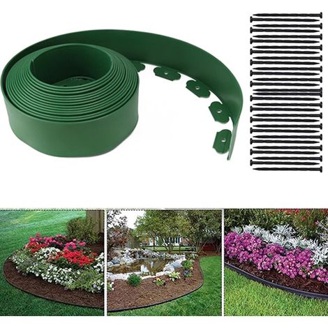 Clôture paysagère, séparateur en L, clôture de jardin décorative 10 m kit de bordure de paysage flexible avec 30 clous (1/5)