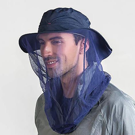 Chapeau filet d'apiculture, voile d'abeille, chapeau de chasse, cagoule en filet, bleu royal (1/5)