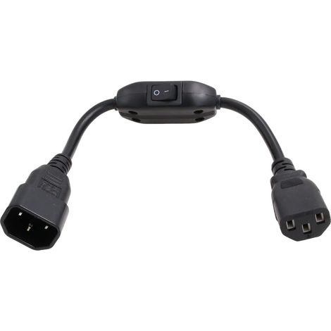 Cordon d'alimentation PDU UPS, câble IEC 320 C14 vers C13 avec interrupteur on/off 30 cm (1/5)