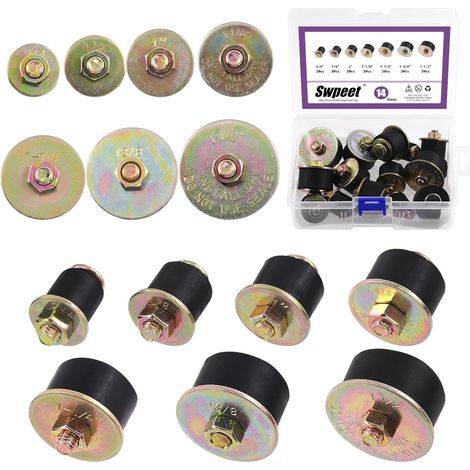 14Pcs 7 tailles de bouchons d'expansion en caoutchouc néoprène Kit 3/4" 7/8" 1" 1-1/8" 1-1/4" 1-3/8" 1-1/2", d'assortiment de bouchons de congélation expansibles (1/5)