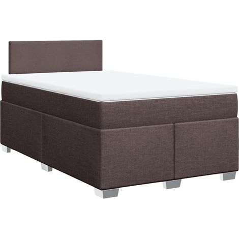 Maison Exclusive - Cama box spring con colchón tela marrón oscuro (1/5)