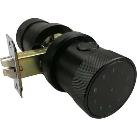 Serrure de Porte Intelligente Bouton de poignée Ronde Bluetooth App WiFi Smart Serrure de Porte d'empreintes digitales for Le Bureau d'appartement à la Maison (Color : Zwart, Size : Other) (1/5)