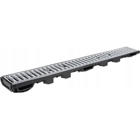 Caniveau de drainage linéaire A15 – Grille métallique H55 – Résistance 1,5 tonne – Pour zones piétonnes et cyclables