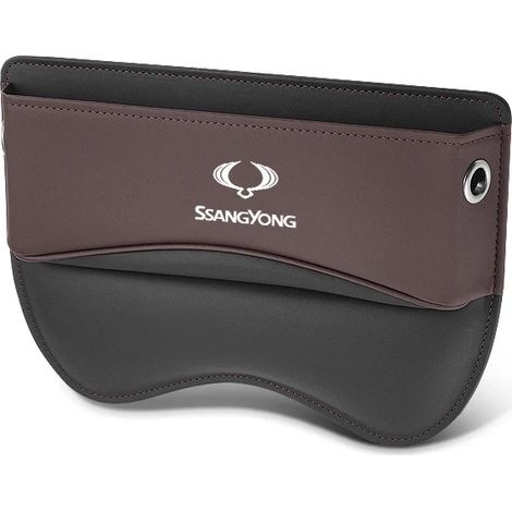 Boîte de rangement en cuir pour siège auto (pour marron) compatible avec SsangYong XLV Torres Tivoli Rexton Musso Korando Rodius Actyon (1/5)
