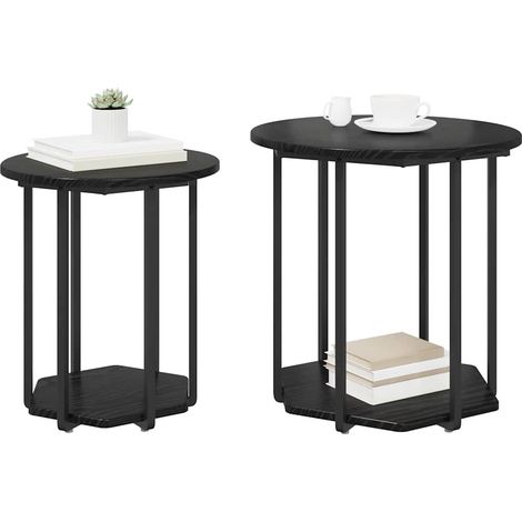 Maison Exclusive - Set tavolini con lo scaffale 2 pcs Rovere Nero