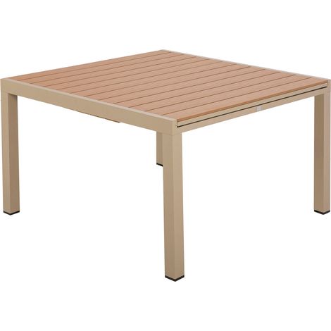 M&S – Table de jardin carrée extensible 120-180 cm en bois composite et aluminium – Résistante aux intempéries – Pour repas en extérieur
