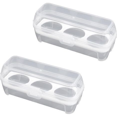 Set mit 2 Camping-Eierboxen, Aufbewahrungsbox mit 3 Fächern, tragbar und stoßfest, ideal zum Wandern, Campen, Reisen, Picknicken, Kochen und für den Kühlschrank. (1/5)