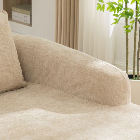 Canapé modulaire en tissu chenille, rembourré de mousse haute résilience 30D. Facile à déplacer, base antidérapante, parfait pour salon ou pièces. Camel clair. (1/5)