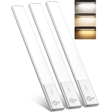 Lampe LED Rechargeable, 38CM Barre LED Cuisine avec Détecteur de Mouvement Intérieur, Lumière Sans Fil avec Batterie 3500mAh, Éclairage LED Cuisine Sous Meuble, Argent (1/5)