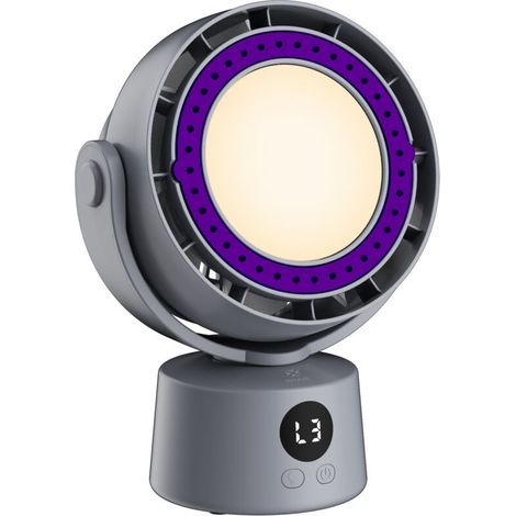 Desk fan, silent bladeless fan with 6 speeds, small indoor air circulation fan, grey. (1/4)