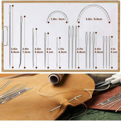Kit de Couture Cuir 29 Pièces : Kit de Couture et Réparation pour Cuir avec Aiguilles, Fil, Ciseaux, Mètre Ruban et Manchon (1/5)