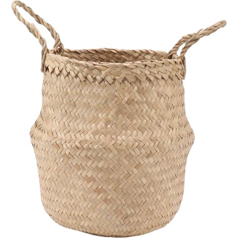 Panier de rangement tressé en jonc de mer pour plantes, pique-nique, courses, jouet de plage (1/5)
